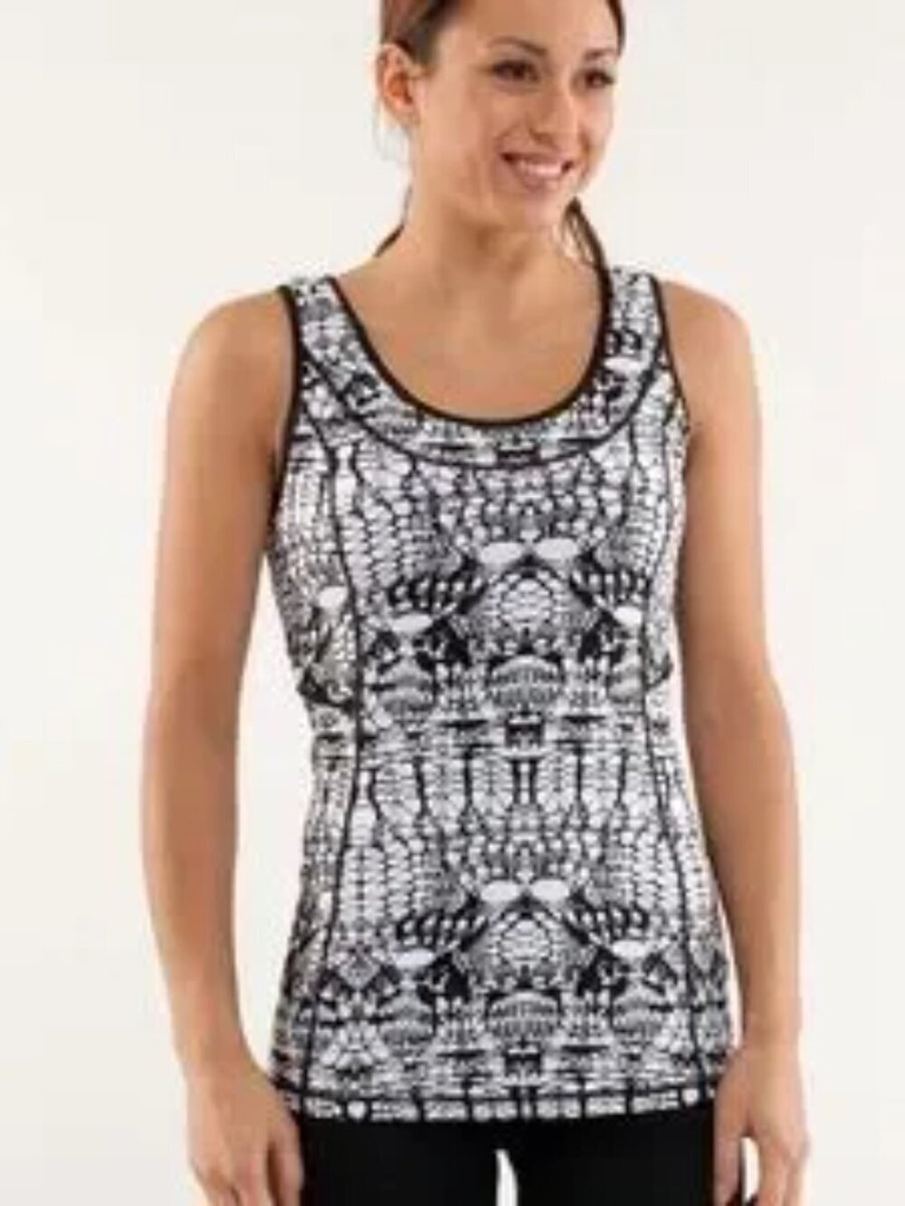 lululemon athletica vintage Black and White Lace-Effect Racerback Tank